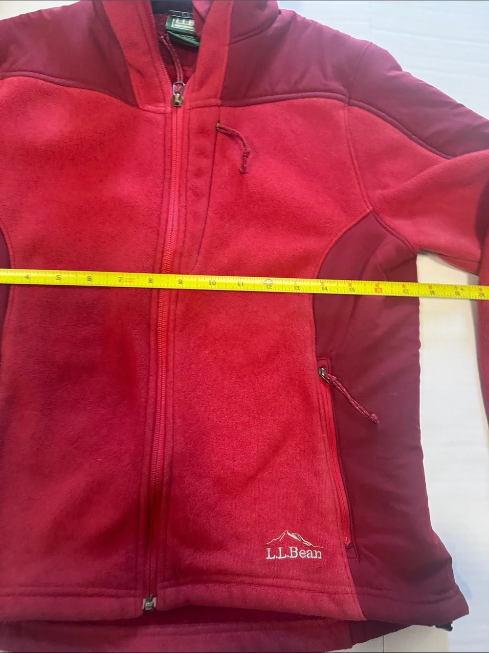L.L. Bean Two-Tone Red Fleece Full-Zip Jacket